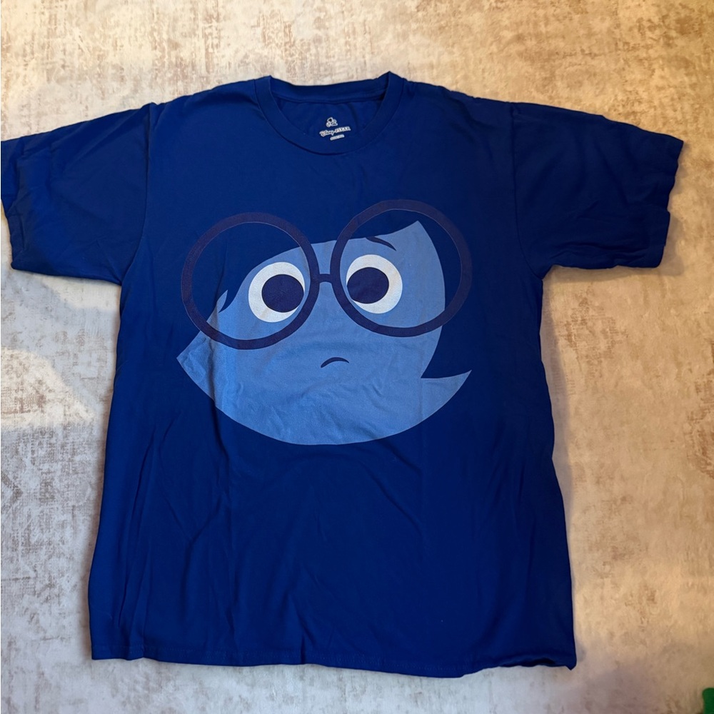 Kids' Blue Short-Sleeve Graphic Tee Featuring Sadness Character